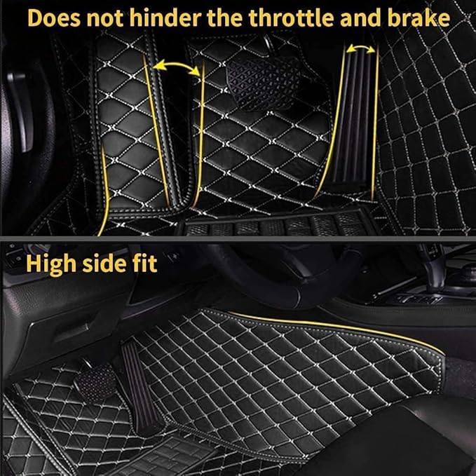 Custom Car Floor Mat Compatible with 97% Car Models Luxury Leather All Weather Waterproof Anti-Skid Full Coverage Car Mats (Orange)