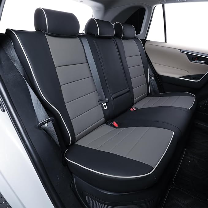 EKR Rav4 Seat Covers Custom Fit for Toyota Rav4 XLE,Platinum,Limited 2013-2018 & SE 2016-2018, Leather Car Seat Cover Full Set for SUV,Faux Leather(Black/Gray)