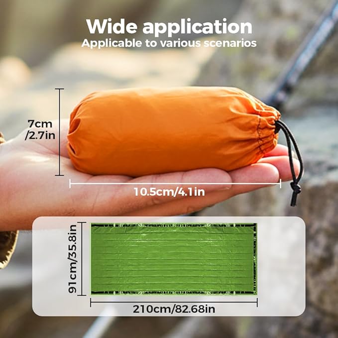 2026 New Blanket, Emergency Sleeping Bag for Survival, Blanket with Emergency Whistle Waterproof, Compact Lightweight, Emergency Mat for Survival Kit Car Camping Gear Hiking Go (Orange)