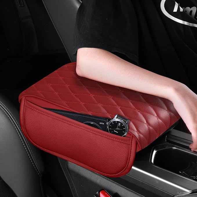 Universal Car Armrest Pad for Lexus RX|RX AL30 AL20 AL10 XU30 RX 450 350 200 270 Leather Armrest Box Center Console Cover Pad Waterproof Arm Rest Protector Decor Accessories,Red-Normal