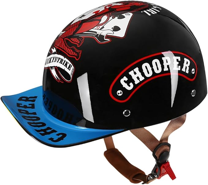 Vintage Retro Open Face Motorcycle Helmet Baseball Cap Half Helmets with pull-down Lens for Men Women Moped Cap Jet Scooter Street Cruiser - DOT Certified (Witch,Medium)