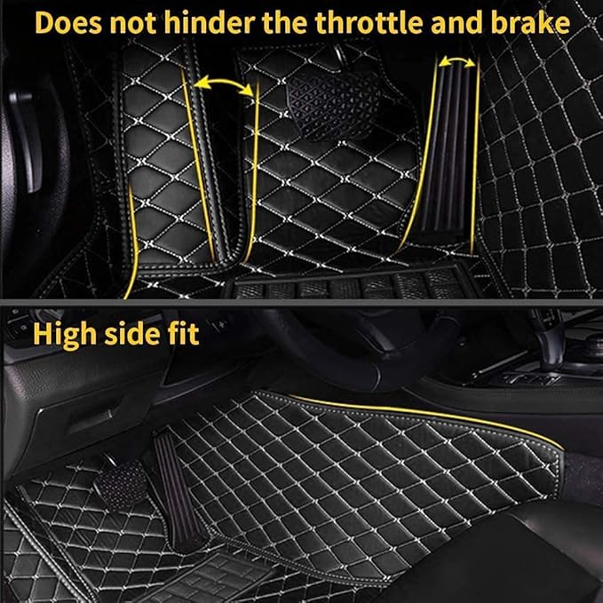 Custom Making Car Floor Mats for 90% Car Model Luxury Leather All Weather Waterproof Anti-Skid Full Coverage Liners (red and Beige)