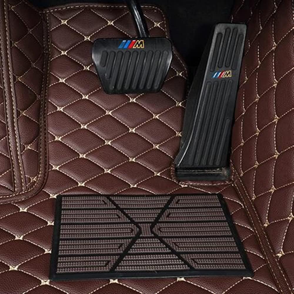 Custom All-Weather Protection Luxury Leather Floor Mats for Cars SUVs Trucks According Anti-Slip Leather Floor mats ﻿ (22,Orange and Black Beige)