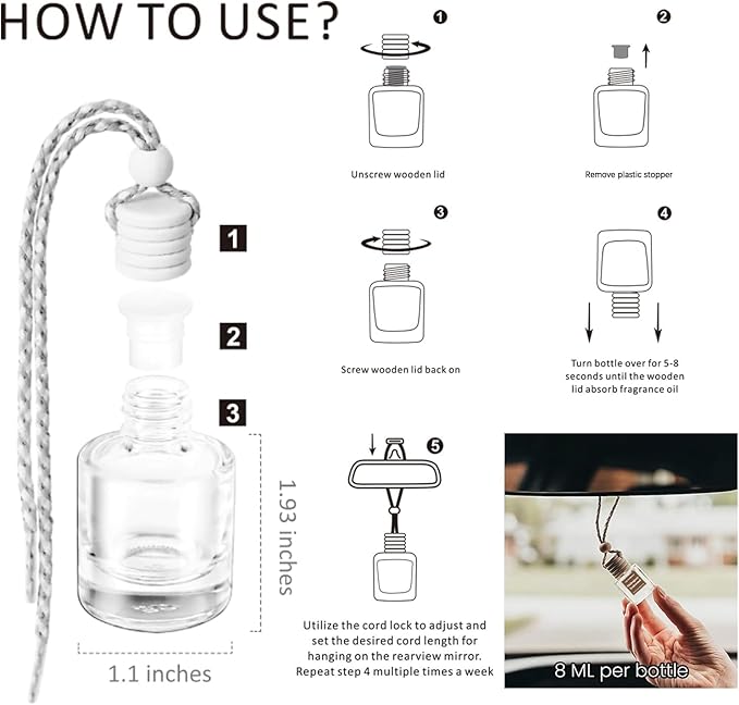 C Classy Hanging Car Air Freshener 2 Pack, Mahogany Apple Essential Oil Diffuser, Long-Lasting Fragrance, Cute Glass Bottle Car Accessories for Women & Men, Made in USA