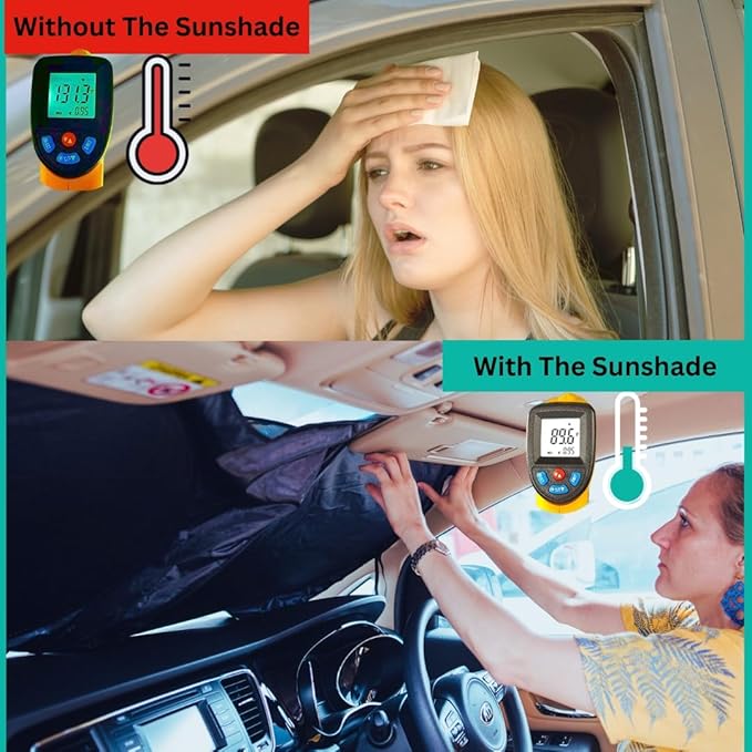 Windshield Sun Shade -Certified 99.87% UVB & 99.02% UVA Car Sun Shade. Award Winning Sunshade - Patented Technology | Compatible for Hyundai Sonata (2020-2026) | Car Shades by Kinder Fluff