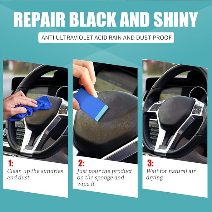 RJDJ Plastic Restorer for Cars, Trim & Exterior – Plastic Revitalizing Coating Agent, Restores Faded Plastic, UV Protection, Car Shine Refurbishing Solution (50ml-4pcs)