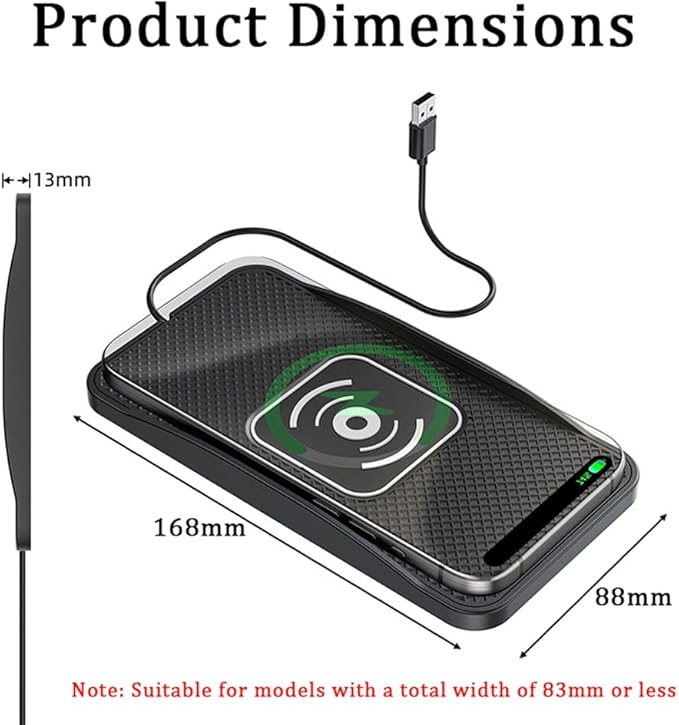 Wireless Car Charger Pad for Jeep Compass 2007-2026, Type-C/USB 20W Car Wireless Charger Non-Slip Phone Charging Pad Car Accessories,B 30cm Cable USB Plug