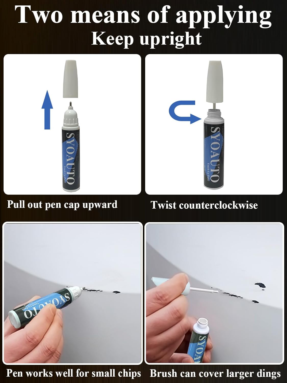 SYOAUTO Platinum White Pearl Touch Up Paint Fit for Honda Cars Auto Touch up Paint Scratch Repair Pen Brush and Tip 2 in 1 Platinum White Pearl