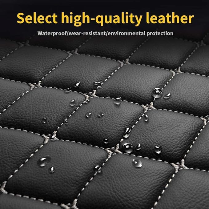 Custom Making Car Floor Mats Compatible for 2000-2025 All Mode Sedan SUV Sports Car Full Coverage Cute Pads Protection Non-Slip Leather Floor Liners (Red+Beige Edge)