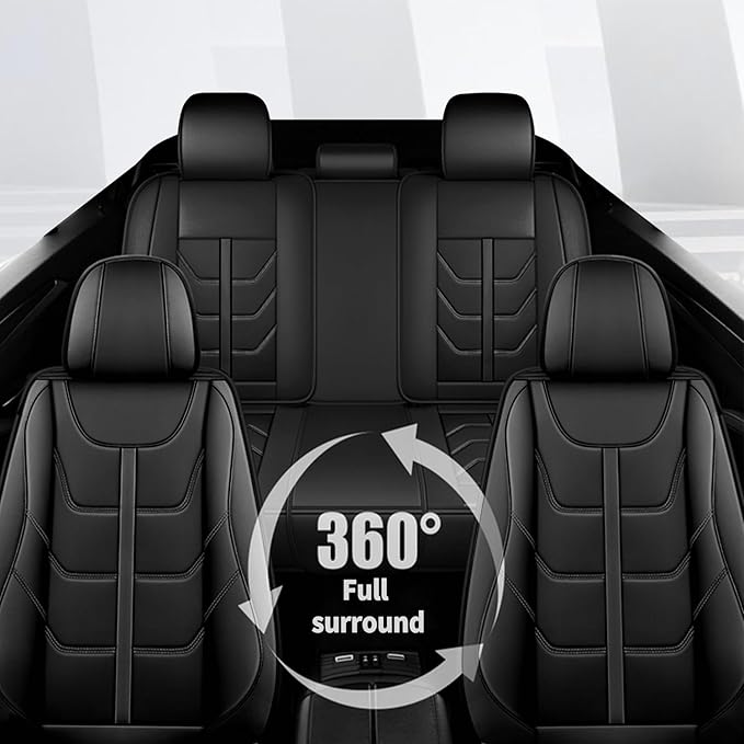 TTX LIGHTING Car Seat Covers fit for Kia Soul 2010-2026 Full Set: Premium Leather Automotive Seat Cover with Airbag Compatible Waterproof (5 Seats, Black)