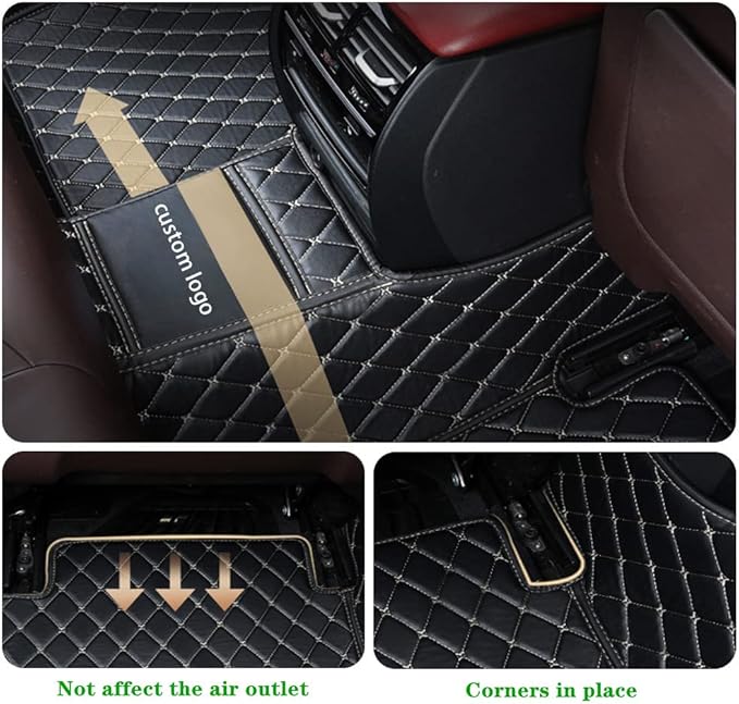 Custom Personalized Floor Mats for Cars - Luxury Full Coverage All Weather Mats, Anti-Slip Leather Mat Set, Fit for 99% of Cars, SUVs & Trucks (Orange, C-Double Color)