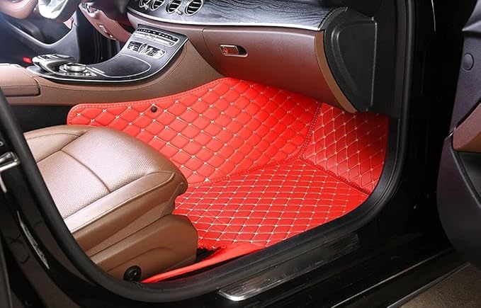 Custome Car Mats Accessories All Weather Floor mats Compatible with Automotive Floor Mats Passenger car mats (3D Red)