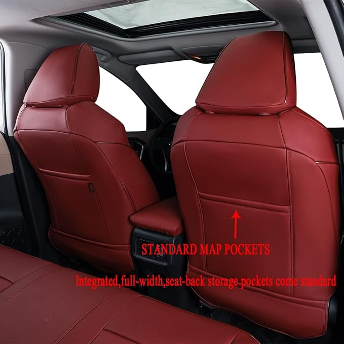EKR Rav4 Seat Covers Custom Fit for Toyota Rav4 (Hybrid) SE/XSE & (PHEV) GR Sport 2026,Car Seat Cover Full Set for SUV,Factory-Style Interior Upgrade, Easy-Wipe Protection,Faux Leather(Burgundy)