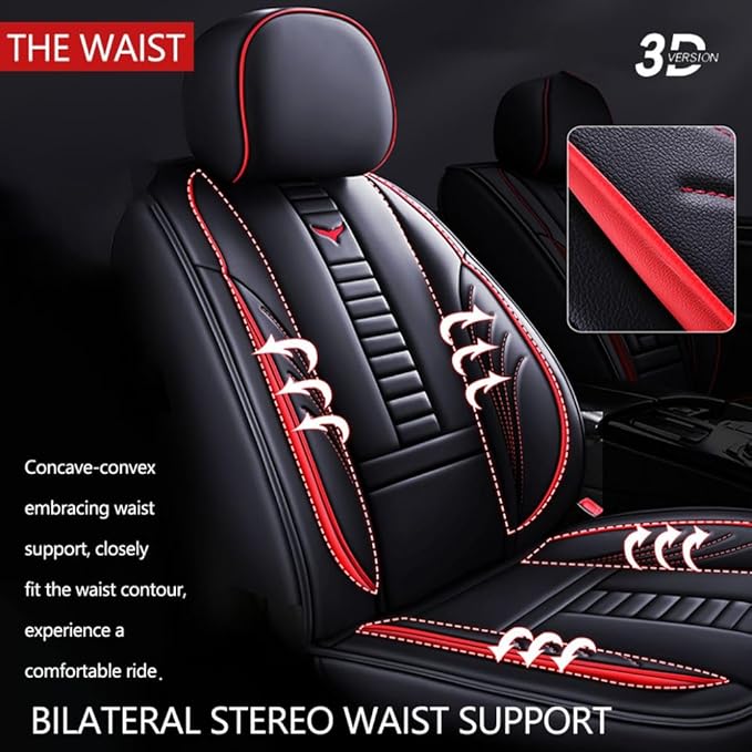 for Toyota CHR Seat Covers 2018-2026, Full Coverage Customized Car Seat Covers, Premium Leather Waterproof Stain-Resistant Easy to Install (Luxury 2 Seats, Black&Red)