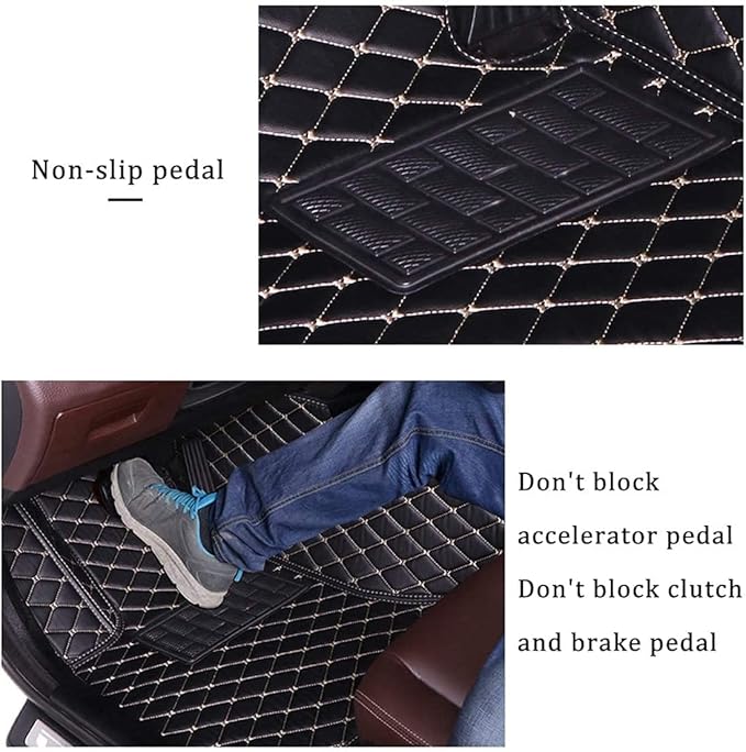 Custom Making Car Floor Mats Compatible for 2000-2025 All Mode Sedan SUV Sports Car Full Coverage Cute Pads Protection Non-Slip Leather Floor Liners (Black Yellow Line)