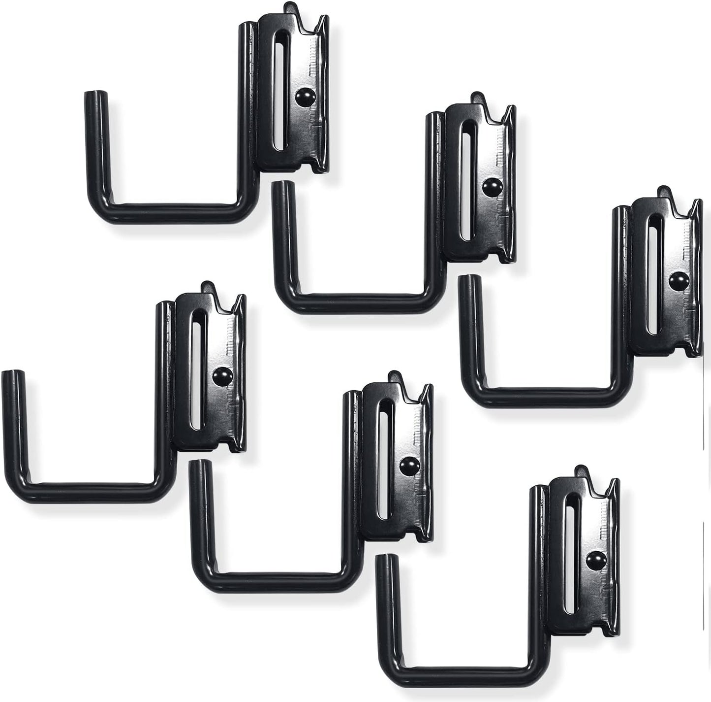 6PCS E Track J Hooks Heavy Duty E Track X Track Steel Hanger, Spring Fitting E Track Accessories for Enclosed Trailer, Cargo Van,Semi-Trucks Trailer,Black