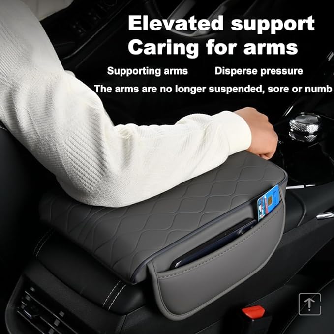 1 Pack Car Center Console Cover Custom Fit for Toyota Grand Highlander Hybrid 2024-2025, Leather Memory Foam Armrest Cushion Protector, Anti-Scratch Durable Armrest Pad,Coffee Brown