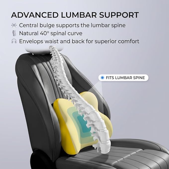 Car Headrest Pillow & Lumbar for Audi A5 2007-2024, Car Seat Neck Pillow Back Support, Breathable All-Season Automotive Seat Cushions, 2PCS,D Dual Yellow