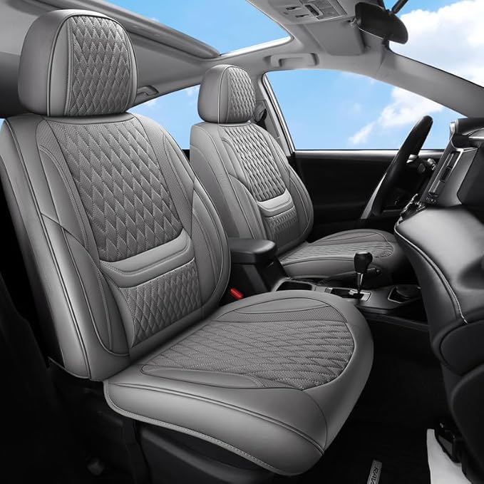 Car Seat Covers Full Set Custom Fit for Buick Century 1997-2005 - Premium Faux Leather with Lumbar Support | Breathable, Waterproof, Anti-Slip, Durable (Gray,Full Set)