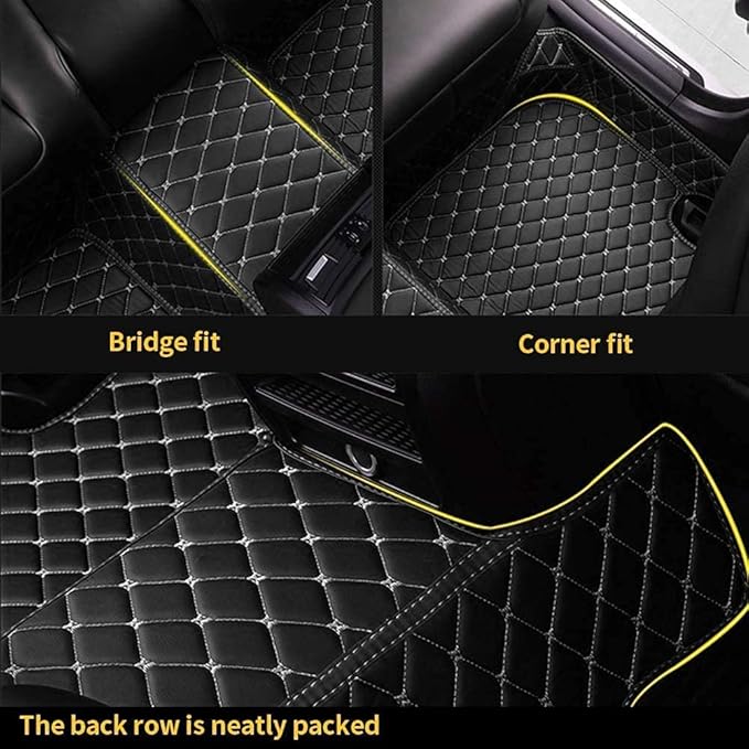 Custom Making Car Floor Mats for 90% Car Model Luxury Leather All Weather Waterproof Anti-Skid Full Coverage Liners (Black and Orange)