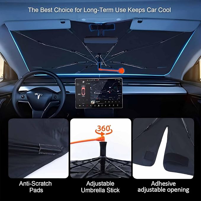 Socira Gothic Skull Car Windshield Sunshade Umbrella Foldable Umbrella Sun Shade Windshield Cover Sunshade Skull Accessories Blocks Uv Rays Keeps Cool (57" X 30")