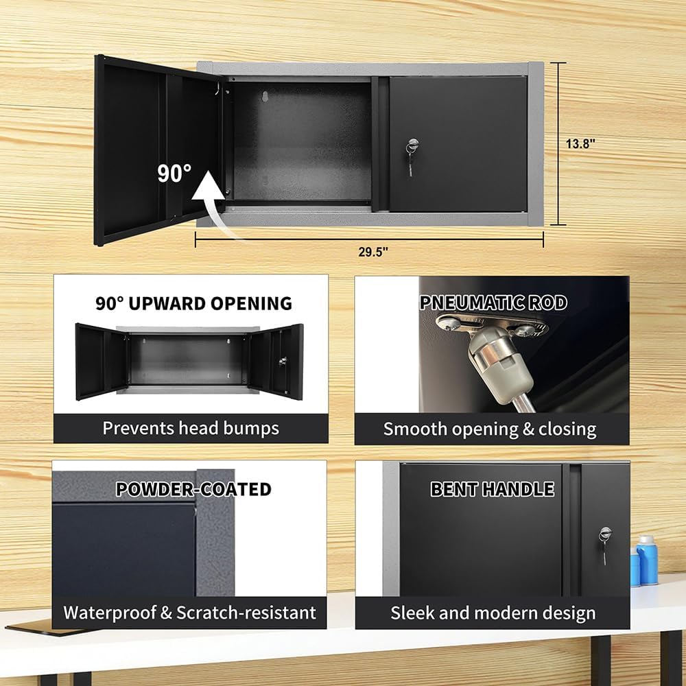 JZD Heavy Duty Metal Garage Shop Tool Storage Cabinet System, No Wall Mounting Needed, for Utility Room Pantry