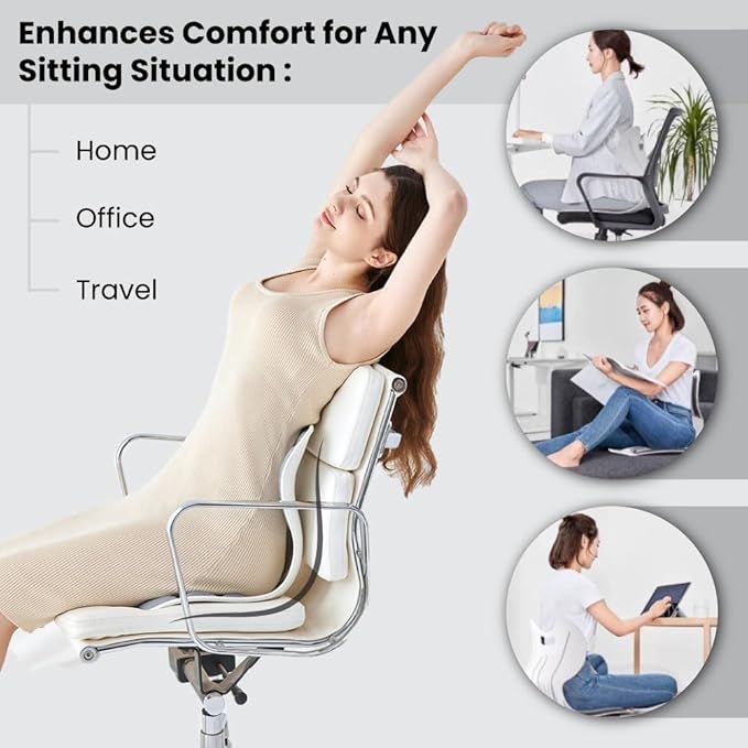 Ergonomic Lumbar Support Cushion, Blue, 460mm x 440mm x 340mm, Large, for Office Chairs & Car Seats, Posture Correction, Pregnancy Comfort, 110-300 lbs Capacity