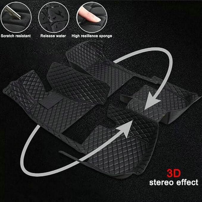 TREGOO All Weather Car Mats Custom Fit Non Slip Floor Mats for 1998-2025 Cars Personalized Leather Protection Pads Suitable for Men Women (Royal, Black)
