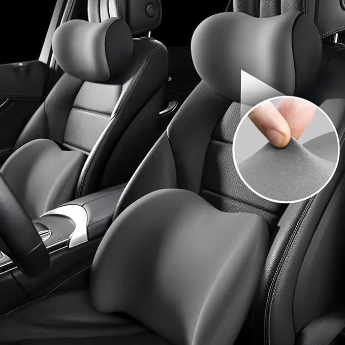 Car Lumbar Support Pillow and Car Neck Pillow for Toyota Corolla Cross 2022-2026, Ergonomic Memory Foam Car Seat Headrest & Lumbar Cushion with Adjustable Strap Neck and Back Pain Relief Cushion