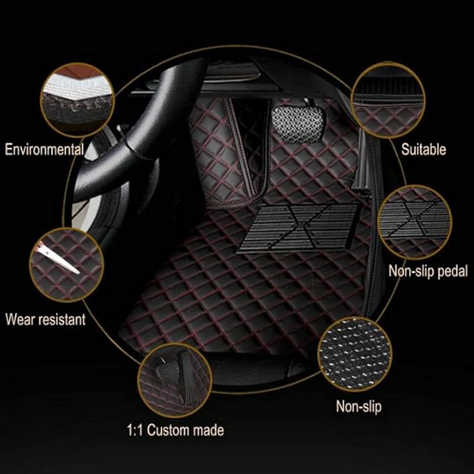 Customize Making Car Floor Mats for 99.99% Sedan SUV Pickup Truck Full Coverage Men Women Cute Leather Protection Pads Non-Slip Floor Liners (Black)