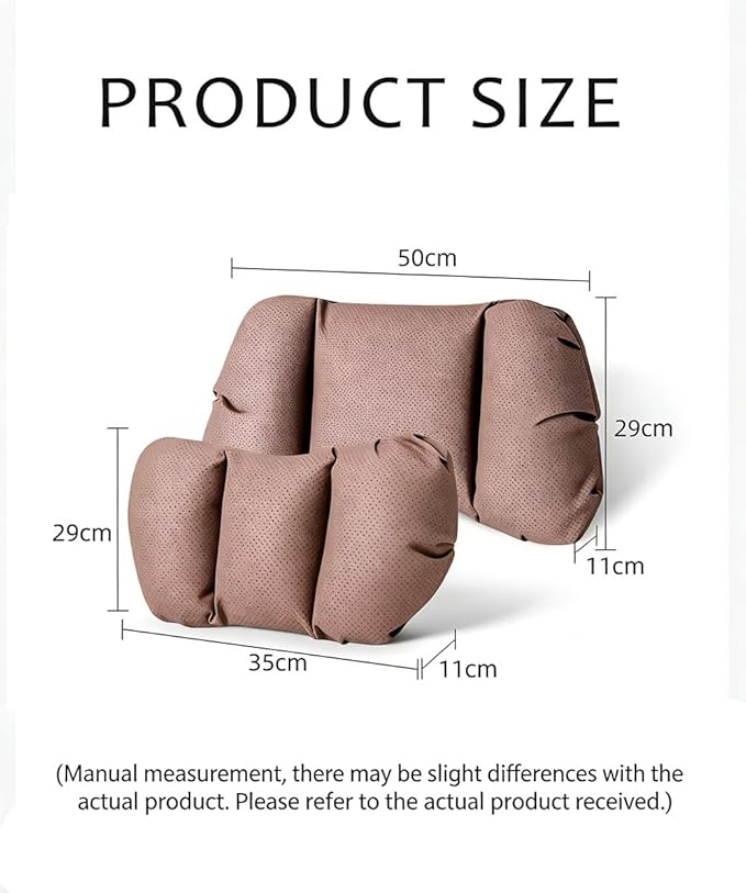 Car Neck Pillow & Lumbar Support for MINI F55 2025-2026 Ergonomic Breathable Mesh Auto Seat Back Cushion Headrest,Brown-Neck & Lumbar Set