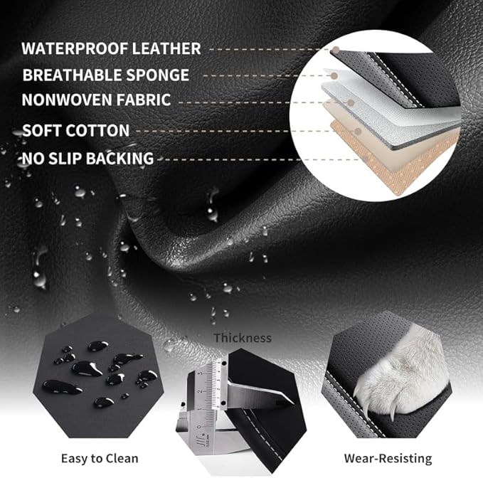 Car Seat Covers Custom Fit for Chevrolet/Chevy Cobalt 2004-2010 , Premium Faux Leather Waterproof Car Seat Protectors with Lumbar Support, Breathable Anti-Slip Easy to install(Black&White,Full set)