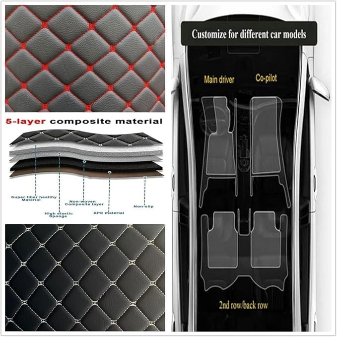 Custom Making Car Floor Mats Protection Pads for 99% Sedan/Coupe/Hatchback/SUV/Pickup Men Women Car Floor Mats Coverage Pads Anti-Slip Leather Floor Lining (Beige+Black Beige)