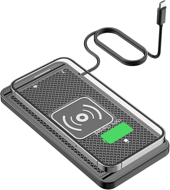 Wireless Charging Pad for Car for Land Range Rover Evoque II (L551) 5Door 2019-2023-pr, 15W Fast Wireless Charger Mat Non-Slip Silicone Car Center Console Phone Charging Pad,A/15W-Type-c