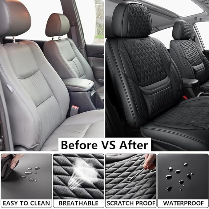 Front Seat Car Seat Covers Custom Fit for Buick Encore GX 2012-2026 - Premium Faux Leather with Lumbar Support | Breathable, Waterproof, Anti-Slip, Durable (Black,Front Seat)