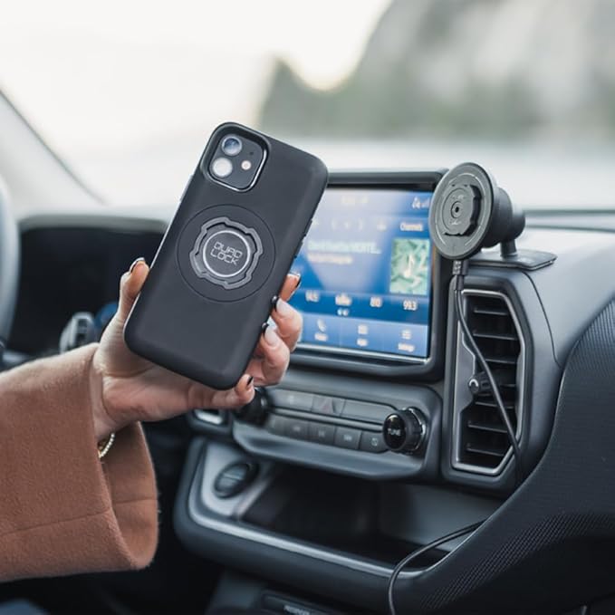 Quad Lock Adhesive Dashboard/Console Car Phone Holder Kit with MAG Wireless Charging Head V2 and MAG Phone Case for iPhone XR