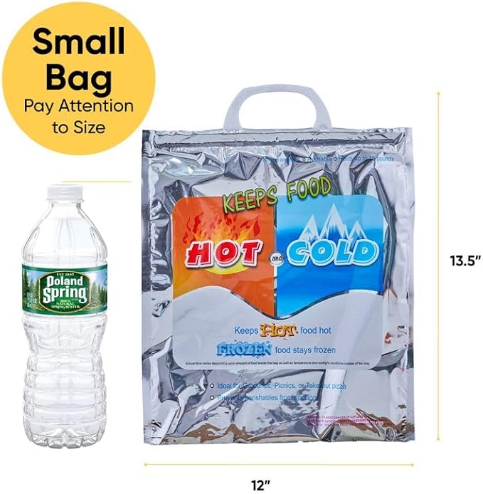 Superio Hot and Cold Insulated Bags for Food Delivery, Grocery Shopping Bags, Food Storage for Hot and Frozen Food for Travel, Disposable Cooler Bag, Reinforced Thermal Lunch Bag (6, 12"x13.5")