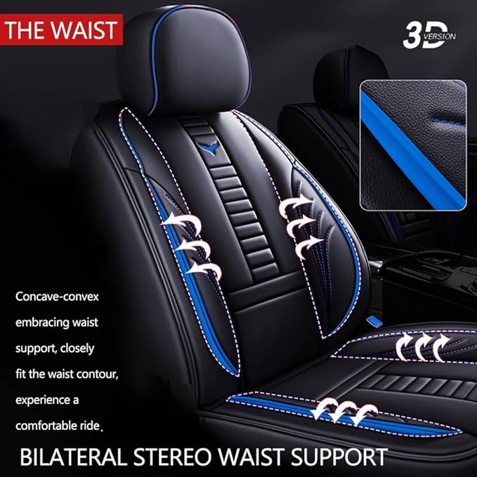 for Toyota CHR Seat Covers 2018-2026, Full Coverage Customized Car Seat Covers, Premium Leather Waterproof Stain-Resistant Easy to Install (Standard 5 Seats, Black&Blue)