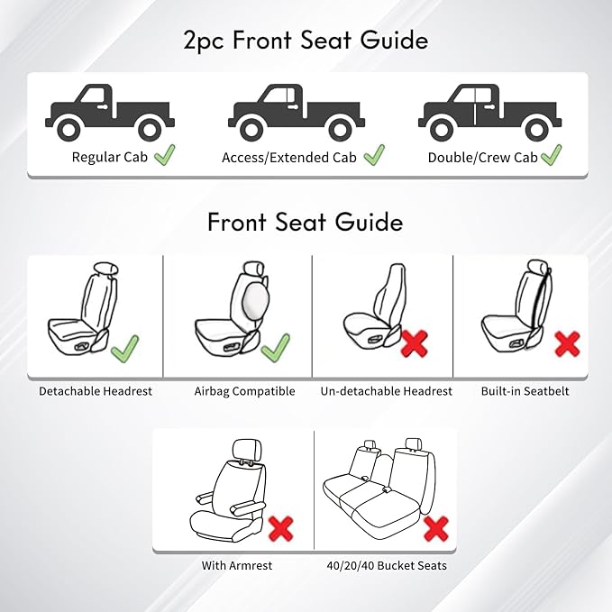Huidasource Tacoma Front Truck Seat Covers Fit for 4th Gen Toyota Tacoma 2024-2026 All Cab SR, SR5, Limited, TRD Sport/Off-Road, Trailhunter Front Row, Nappa Leather Seat Cover (Front Pair/Gray)