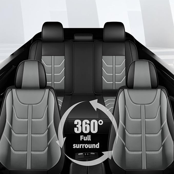 TTX LIGHTING Car Seat Covers fit for Acura RDX 2008-2026 Full Set: Premium Leather Automotive Seat Cover with Airbag Compatible Waterproof (5 Seats, Black & Gray)