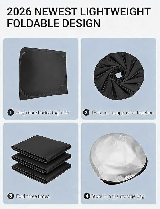 Proadsy Windshield Sun Shade for Yukon 2021-2026 Foldable Front Sunshade Protector Sun Visor Blocks UV Rays Keep Car Cooler Accessories