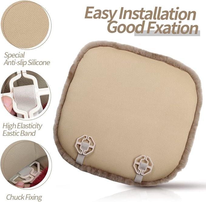 Genuine Sheepskin Auto Seat Pad, Australian Soft Wool Seat Cover Breathable and Sweat-Wicking Comfort Warm Universal Fit,19.2 inch x19.2 inch (Front seat Cushion 1pc, Pink)
