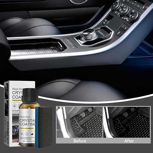 2025 Upgrade Crystal Coating for Car, Plastic Parts Crystals Coating, Plastics Parts Crystal Coating Plastic Restorer with Spong, Long Duration Refurbish Coatings Agent for Automotive Plastics (5Set)