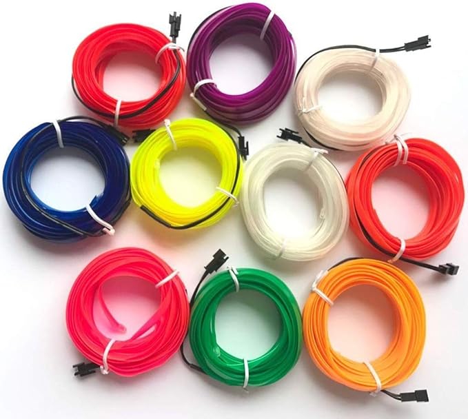 ABALDI 5M/16FT EL Wire, Neon Light DIY Decoration Glowing EL Rope with USB Inverter for Parties Christmas Cosplay Costume(Red)