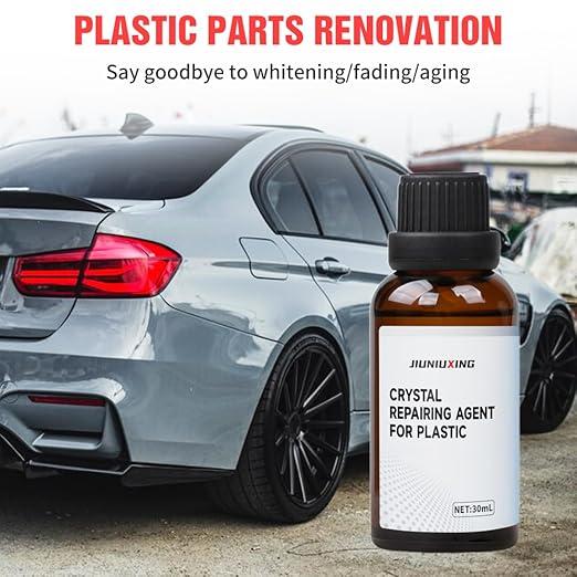 Plastics Parts Crystal Coating, 2025 Upgraded Leather Plastic Polishing Renovation Coating Agent, Car Trim Restorer with Sponge, Crystal Coating for Cars Interior or Exterior (4)