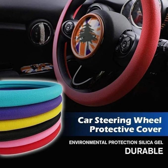 Silicone Steering Wheel Cover, Car Steering Wheel Cover, Anti-Slip Car Steering Wheel Protective Cover, Fit 12.6-16 Inch, for Car SUV Truck Van, for Women & Men (Orange)