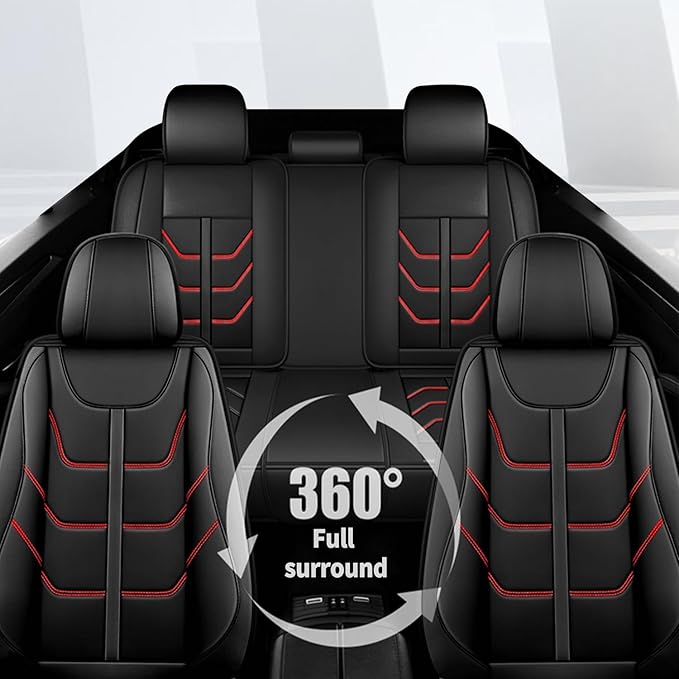 TTX LIGHTING Car Seat Covers fit for Mitsubishi Outlander 2007-2026 Full Set: Premium Leather Automotive Seat Cover with Airbag Compatible Waterproof (5 Seats, Redline)