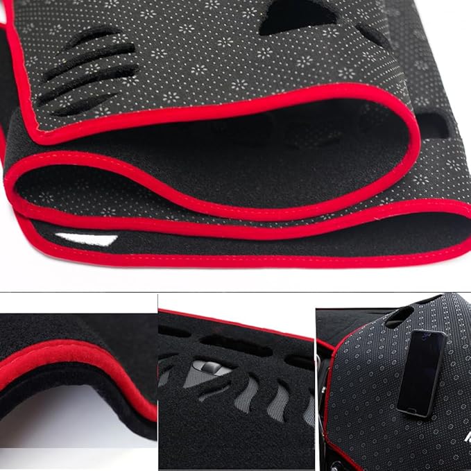 Dash Covers for 2007-2013 Chevy Silverado(Double Storage Box),Polyester Dash Cover mat,Car Dash Board Protecter Cover,Interior Dash Cover Mat,Red