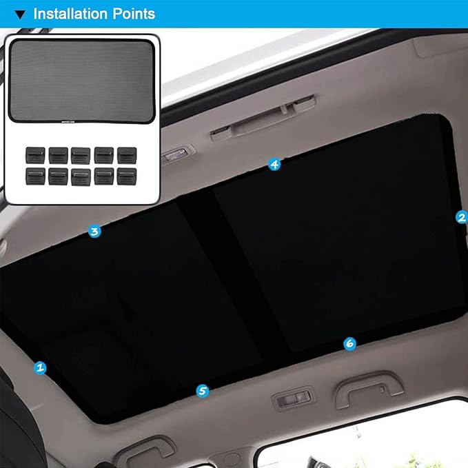Car Sunroof Sunshade Compatible with Volvo C40 Accessories 2021-2023, One-Piece Glass Roof Sun Shade, Foldable Car Sunshade Roof, Sunroof Cover, Sun UV Protection