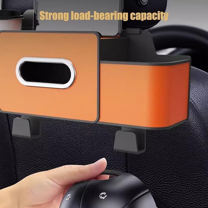 Car Multifunctional Seat Back Waterproof Storage Bag, Multifunctional & Waterproof Car Back Seat Organizer with 2 Cup Holders&Hooks, Hanging Storage Box for Most Cars (2pcs B)